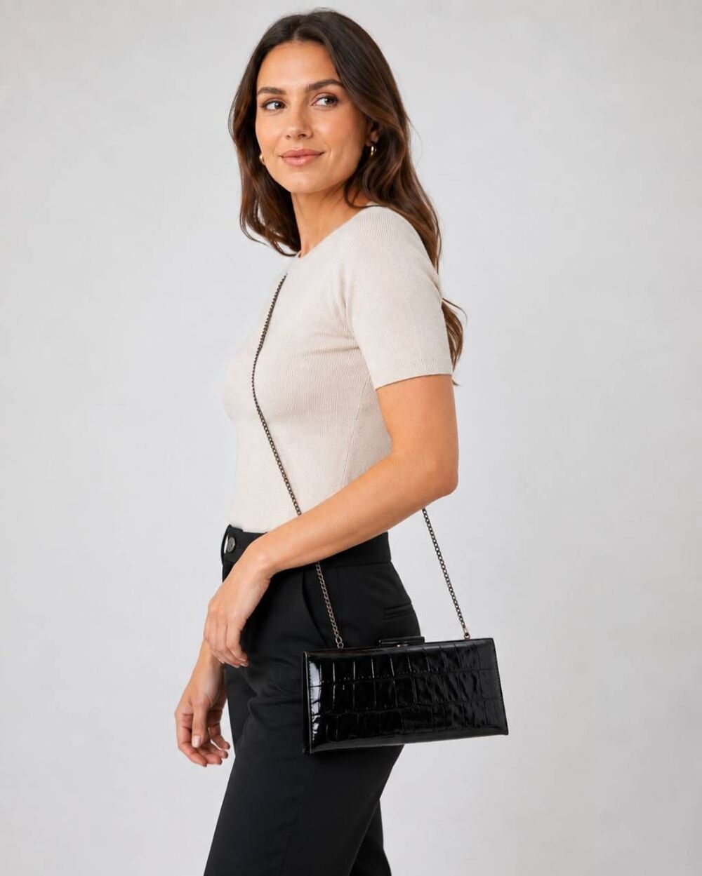 Black Patent Kate Landry Dressy Crossbody Bag NWT Prom Wedding